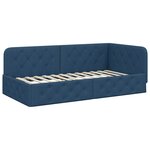 vidaXL Cadre de lit d'angle Bleu 90 x 190 cm tissu