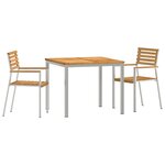 vidaXL EnsembledeRepasdeJardin 3 Pièces Marron TeckMassif