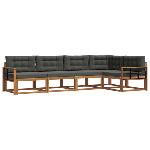 vidaXL Ensemble de canapés d'extérieur 5 Pièces Naturel et Anthracite