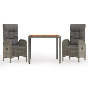 vidaXL Ensemble à manger de jardin 3 Pièces coussins gris résine tressée