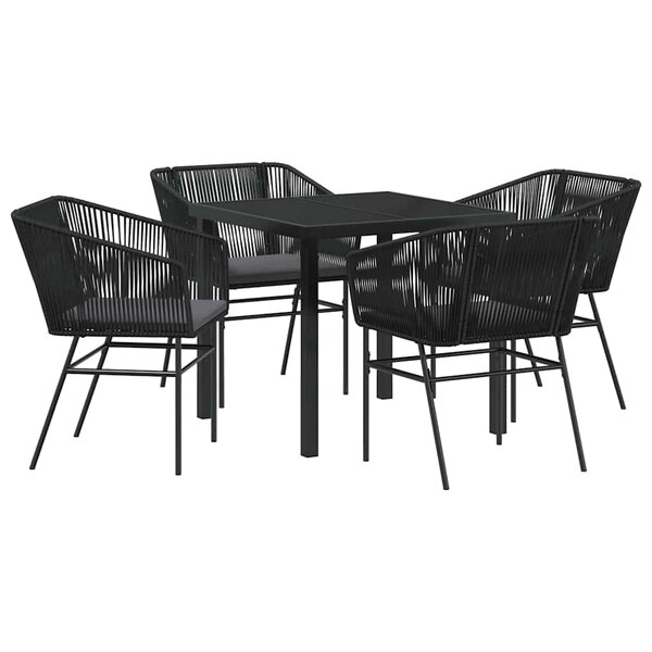 vidaXL Ensemble de salle à manger pour jardin avec coussin 5 Pièces Noir