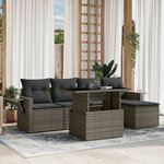 vidaXL Salon de jardin 6 Pièces avec coussins gris résine tressée
