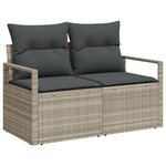 Canapé de jardin 9 pièces avec coussins gris poly rattan