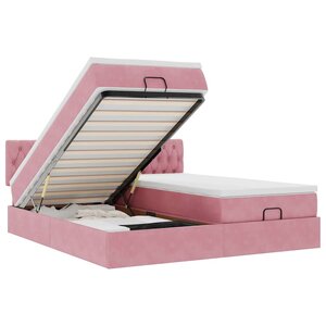 vidaXL Cadre de lit ottoman avec matelas rose 180x200 cm velours