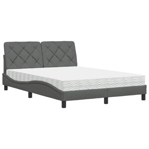vidaXL Lit avec matelas gris foncé 140x200 cm tissu
