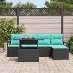 vidaXL Ensemble de canapé de jardin avec coussin 6 Pièces Noir et bleu