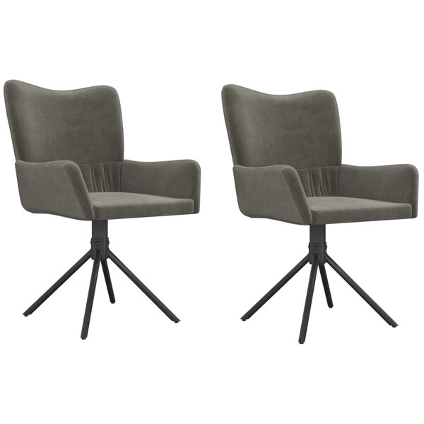 vidaXL Chaises pivotantes à manger lot de 2 Gris foncé Velours