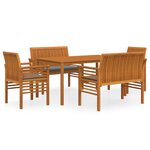 vidaXL Ensemble à manger d'extérieur 5 Pièces et coussins Acacia solide