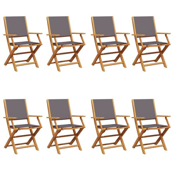 vidaXL Chaises de jardin pliantes lot de 8 tissu et bois massif