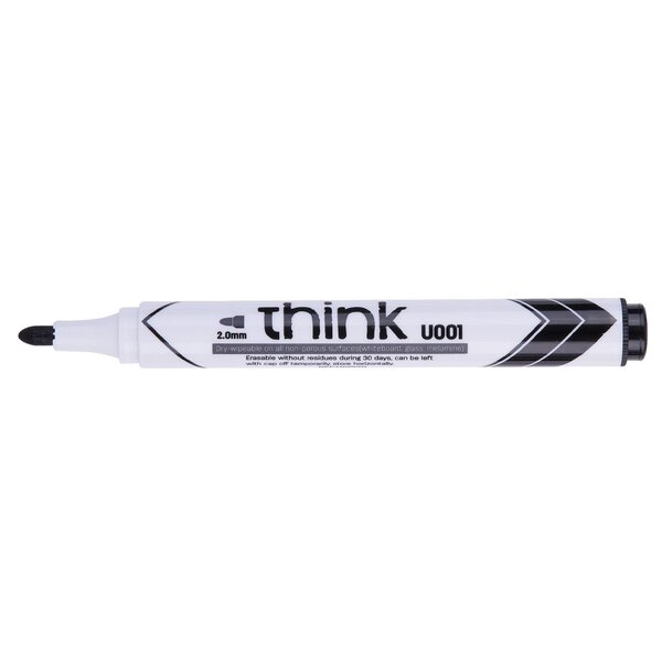 Marqueur effaçable Think à sec pointe ogive 2.0mm noir  peu odorant  effaçage facile DELI