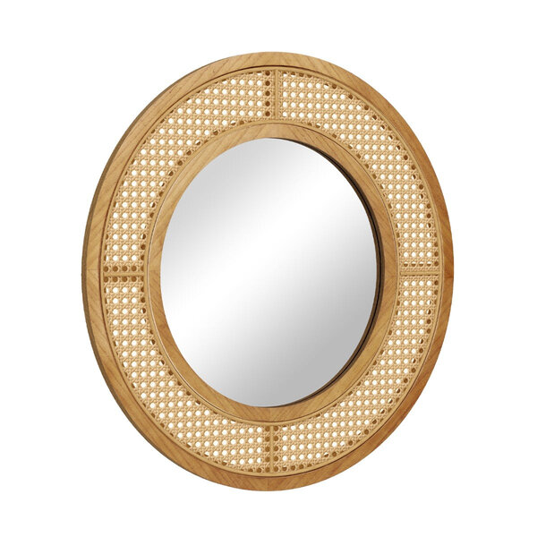 Miroir mural rond 65 x 65 x 1 5 cm en rotin PVC et bois charme rustique ambiance cosy 20_0012867