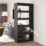vidaXL Bibliothèque/Séparateur de pièce Gris 80x35x167 cm Pin massif