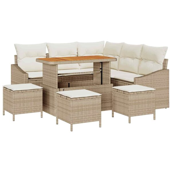 vidaXL Ensemble de canapé de jardin avec coussin 9 Pièces Beige et crème