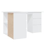 vidaXL Bureau d'angle Blanc 145x100x76 cm Bois d'ingénierie