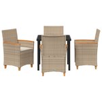 vidaXL Set de salle à manger de jardin 5 pièces avec coussins beige en Rattan poly