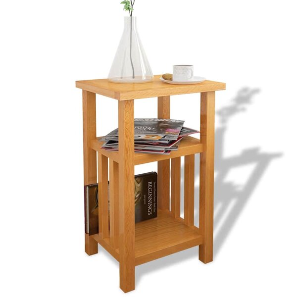 vidaXL Table d'appoint avec étagère à revues Chêne massif 27x35x55 cm