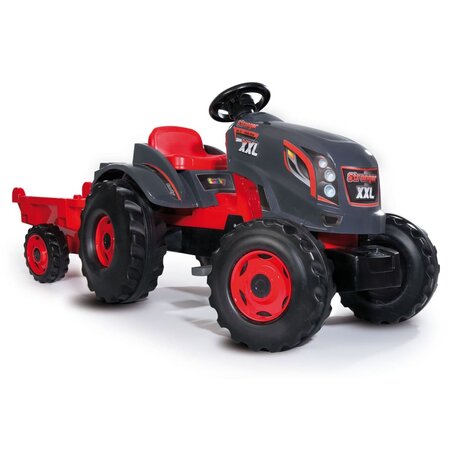 Smoby tracteur et remorque pour enfants stronger xxl rouge et noir