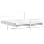vidaXL Cadre de lit métal avec tête de lit/pied de lit blanc 150x200cm