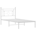 vidaXL Cadre de lit métal sans matelas avec tête de lit blanc 90x200cm