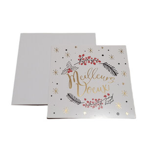 Carte De Voeux - 3 Cartes Meilleurs Voeux Houx Décor Brillant