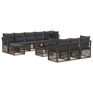 vidaXL Ensemble de canapé de jardin 11 pc Gris polyrotin