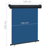 vidaXL Auvent latéral de balcon 145x250 cm Bleu