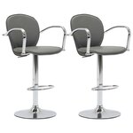 vidaXL Tabourets de bar avec accoudoir lot de 2 gris similicuir