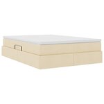 vidaXL Lit avec rangement et matelas Crème 140 x 200 cm Polyester