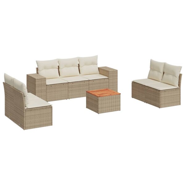 vidaXL Salon de jardin avec coussins 8 Pièces beige résine tressée