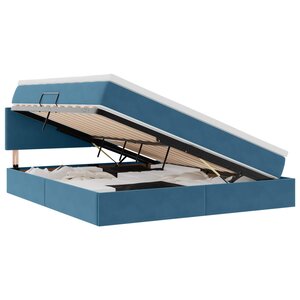vidaXL Lit de rangement LED avec matelas Bleu foncé 160 x 200 cm