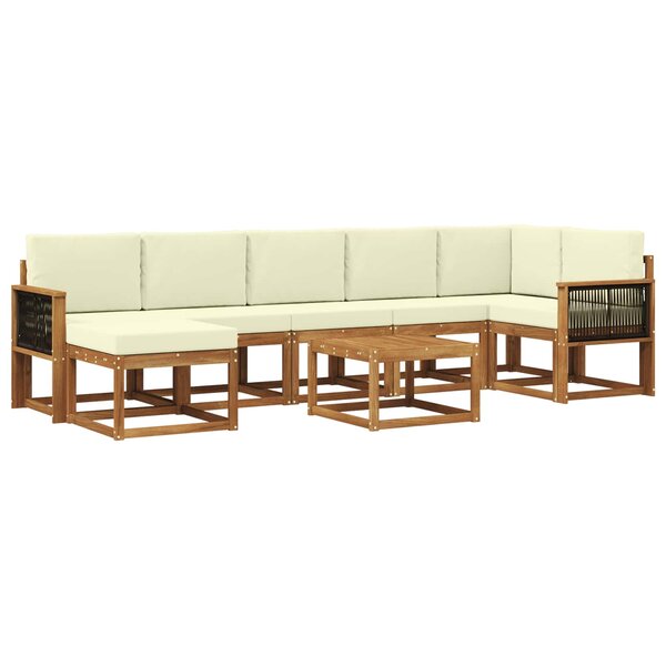 vidaXL Ensemble de canapés d'extérieur 8 pc Naturel et Crème Polyester