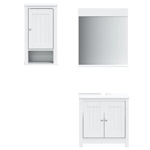 vidaXL Meubles de salle de bain 3 Pièces BERG blanc bois de pin massif