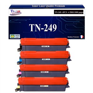 T3AZUR -4x Toners compatibles avec Brother TN249 pour Brother HL-L8230CDW  HL-L8240CDW  MFC-L8340CDW  MFC-L8390CDW