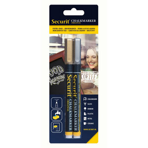 Lot de 2 marqueurs craie argent / doré - securit