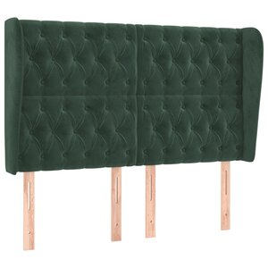vidaXL Tête de lit avec oreilles Vert foncé 147x23x118/128 cm Velours