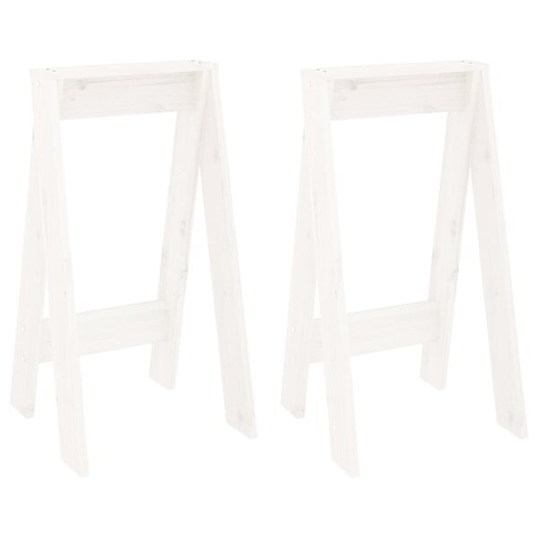 vidaXL Tabourets lot de 2 blanc 40x40x75 cm bois massif de pin
