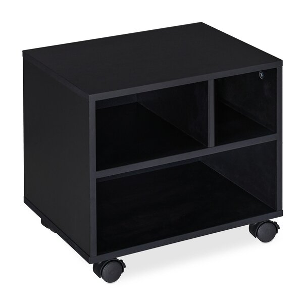 Caisson à roulettes bureau mobile 35 5 x 40 x 30 cm espace de rangement pratique ambiance moderne en aggloméré noir 13_0009888