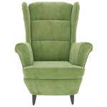 vidaXL Fauteuil à oreilles avec tabouret vert clair velours