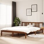 vidaXL Cadre de lit Marron miel Bois massif 150x200 cm Très grand