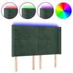 vidaXL Tête de lit à LED Vert foncé 147x16x118/128 cm Velours