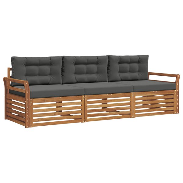 vidaXL Ensemble de canapés d'extérieur 3 pc Naturel et Anthracite