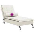 vidaXL Chaise longue de massage avec traversin crème velours