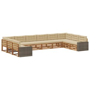 vidaXL Ensembles de canapés avec coussin 10 Pièces Bois d'Acacia Massif