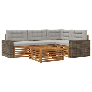 vidaXL Ensemble de canapés d'extérieur 5 Pièces Naturel et gris clair