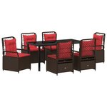 vidaXL Ensemble de Salle à Manger de Jardin 7 Pièces Marron Poly Rattan