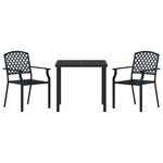 vidaXL Ensemble de salle à manger pour jardin 3 Pièces Anthracite Acier