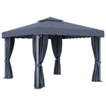 vidaXL Tonnelle avec rideau et guirlande lumineuse LED 3x3m Anthracite
