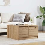 vidaXL Table basse avec tiroirs chêne artisanal 70 5x70x40 cm