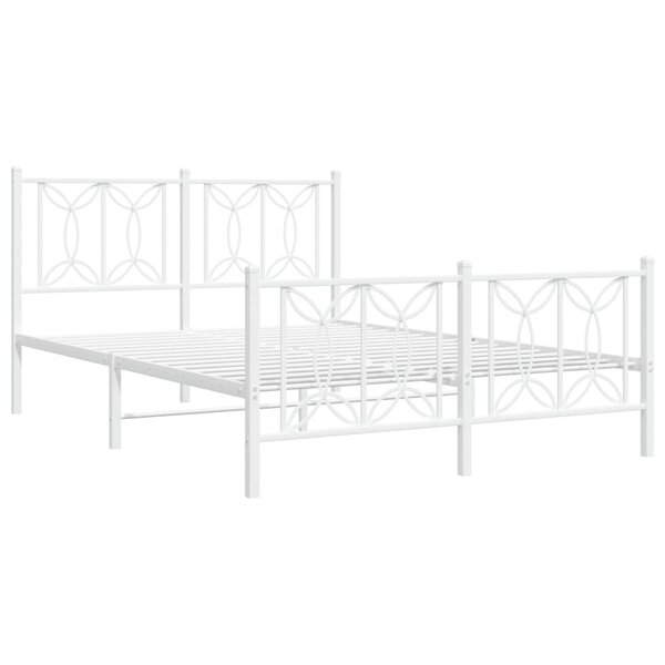 vidaXL Cadre de lit métal sans matelas et pied de lit blanc 140x200 cm