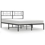 vidaXL Cadre de lit métal sans matelas avec tête de lit noir 140x190cm